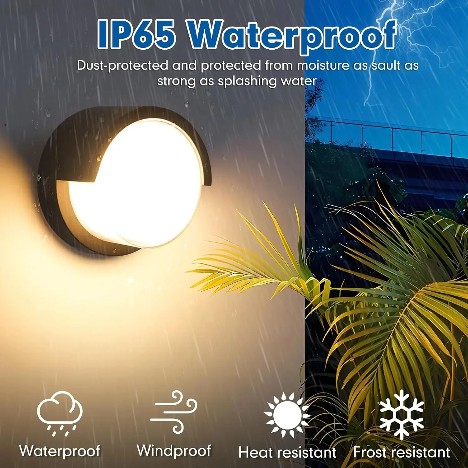Modern Round Outdoor Sconce Light Fixture Waterproof Porch Lamp 7W 12W 3000K 4000K 6000K Outdoor Lighting for Patio Deck Balcony