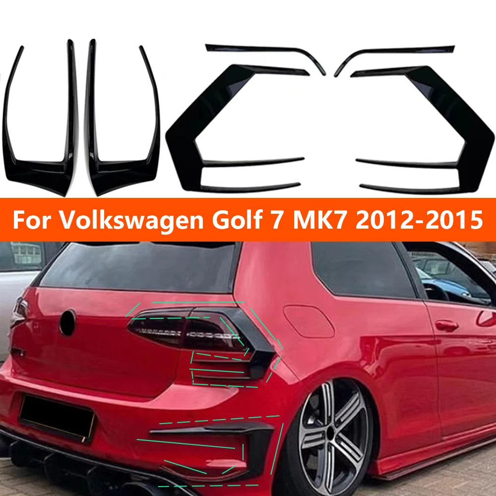 Car Rear Bumper Air Knife Tail Light Cover For Volkswagen Golf 7 MK7 2012-2015 Tail Lamp Frame Spoiler Glossy Black Body Kit