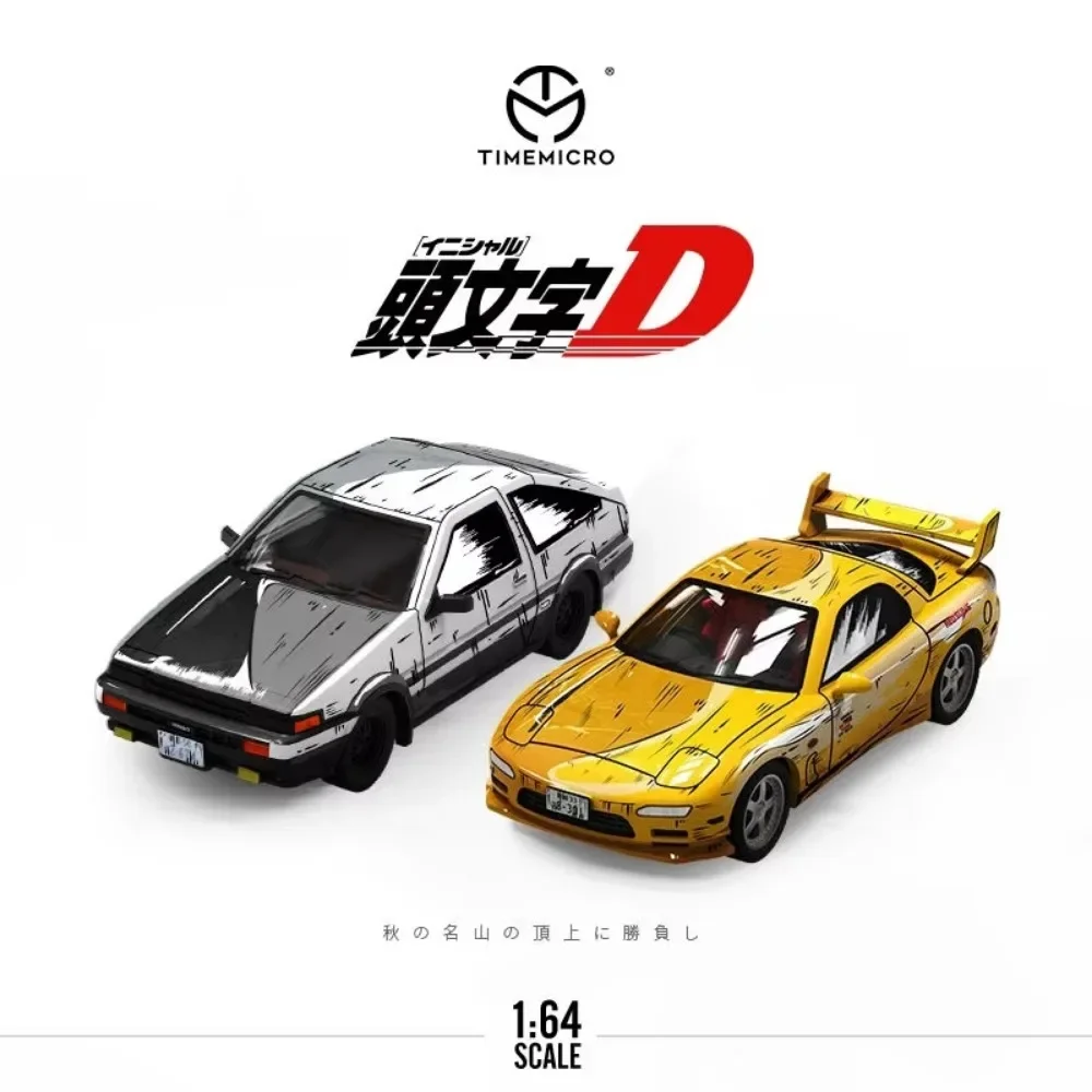 TIME MICRO 1:64 Initial D Tofu Shop AE86 RX-7 Comic Version True Scale Miniatures Alloy Model Car Collection Toy Birthday Gift