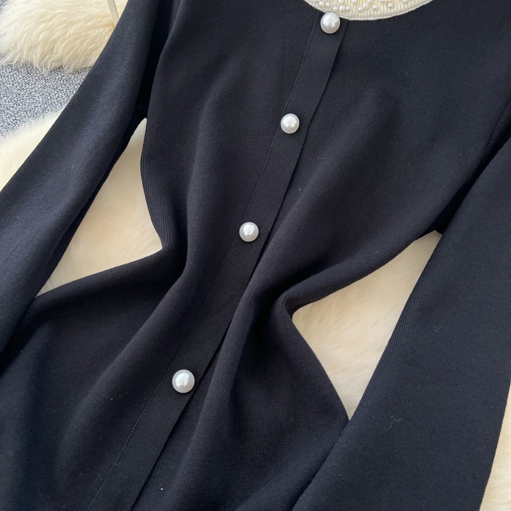 시크 빈티지 섹시 비딩 솔리드 엘레강트 페어리 한국 패션 보헤미안 선드레스 여성 의류 드레스