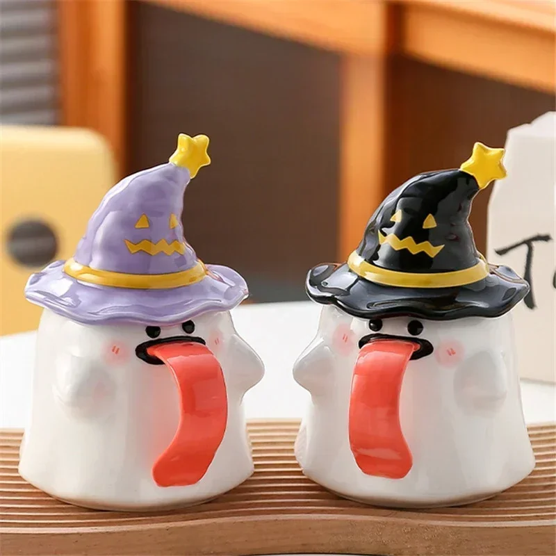 LMHBJY 450ml Creative Cute Ghost Water Cup Strange Ceramic Coffee Mug Birthday Gift Gift Cup