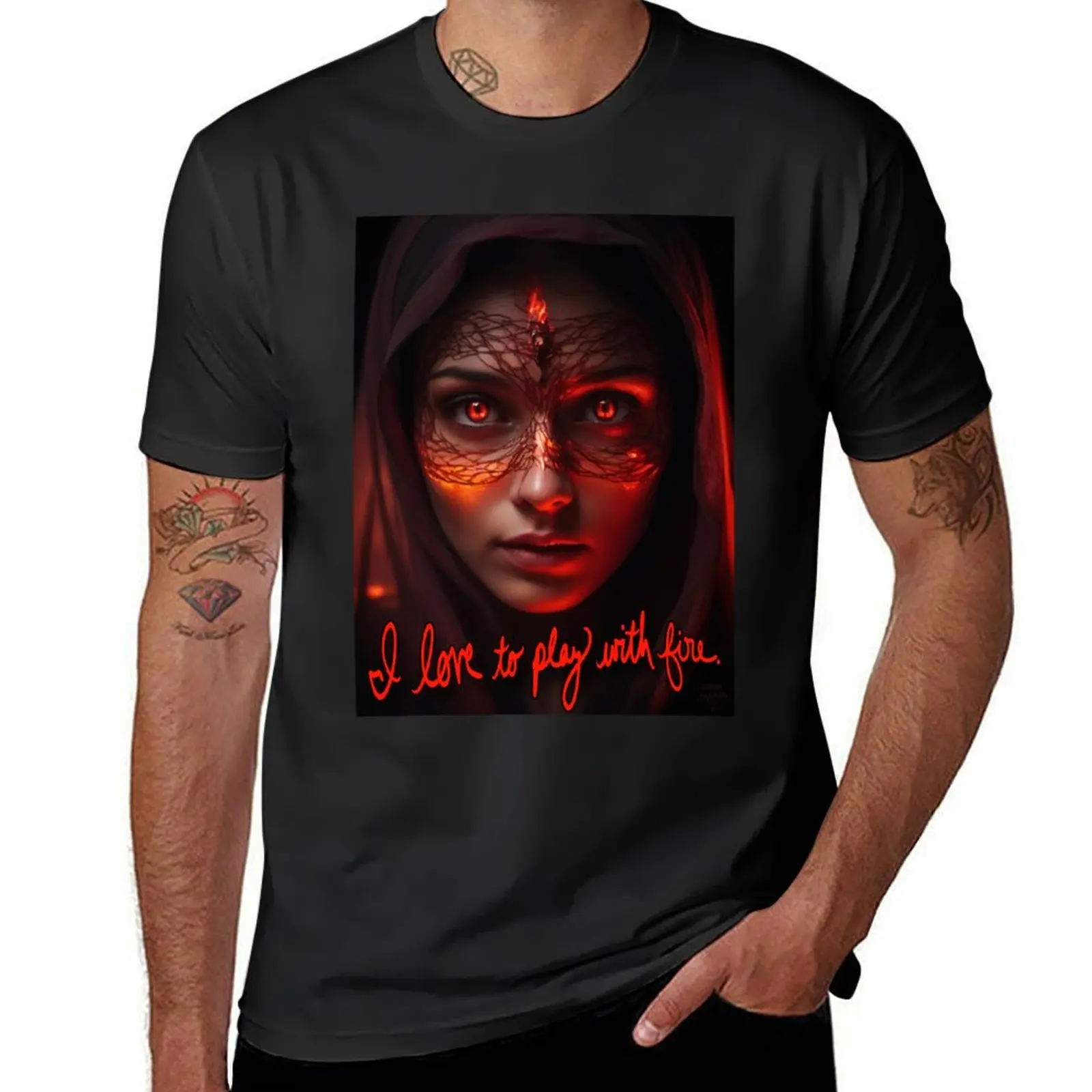 Love to play with Fire; Cinematic Digital Art; T-Shirt for a boy boys whites heavy weight t shirts for men