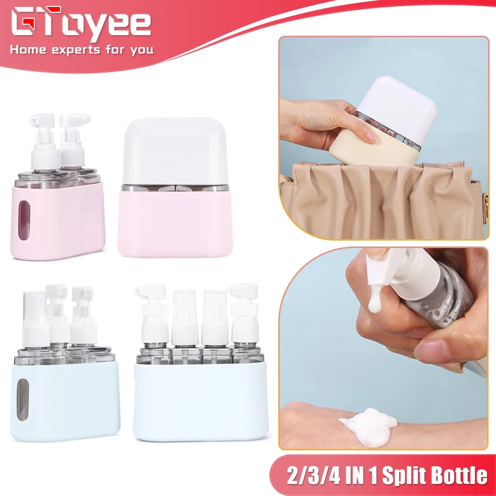 2/3/4-In-1 Travel Refillable Bottle Set Combination Liquid Lotion Shampoo Shower Gel Dispenser Empty Cosmetic Container Atomizer