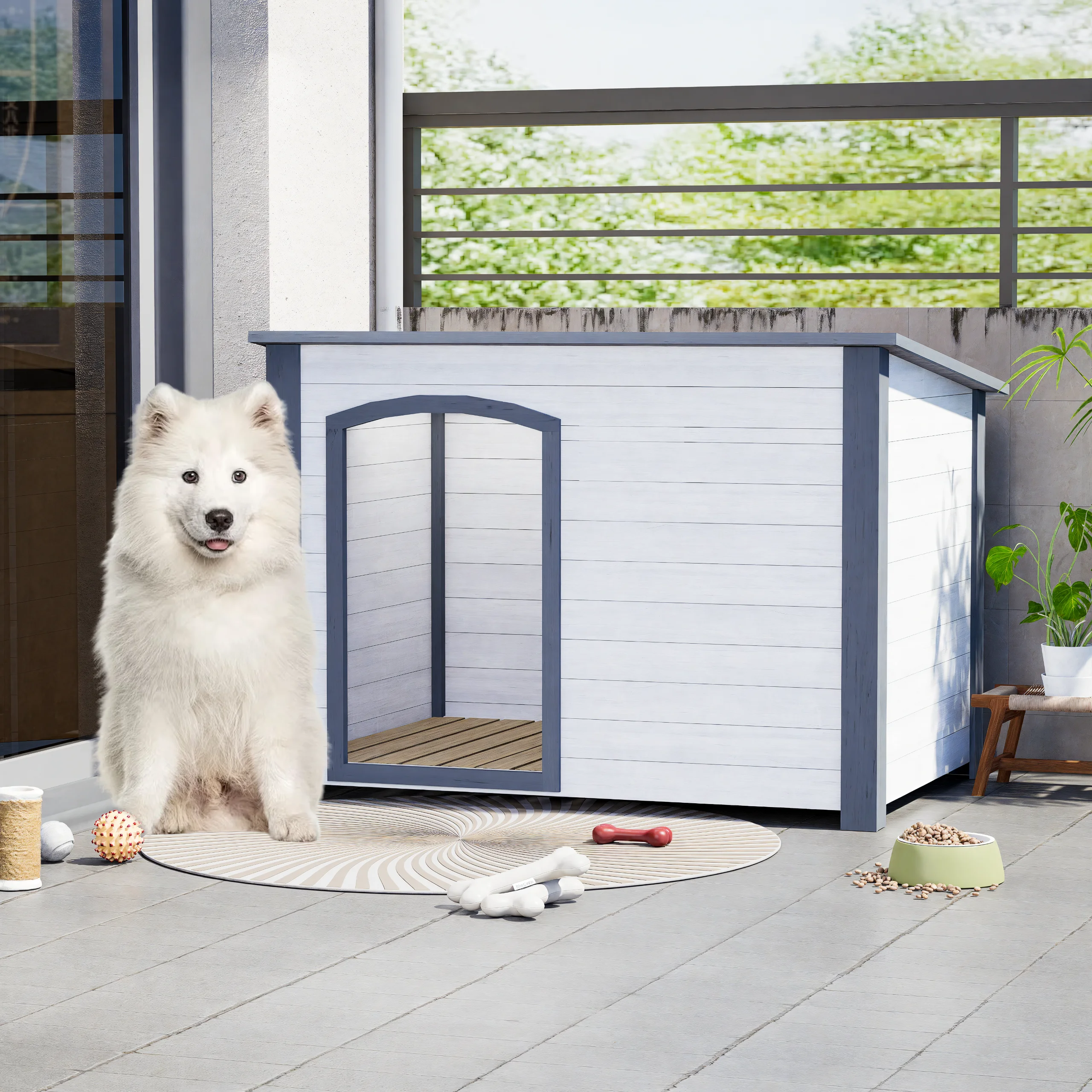 

Dog House Outdoor Solid Wood Dog House Outdoor Rainproof Pet Nest Dog House Four Seasons Universal Kennel Large Kennel