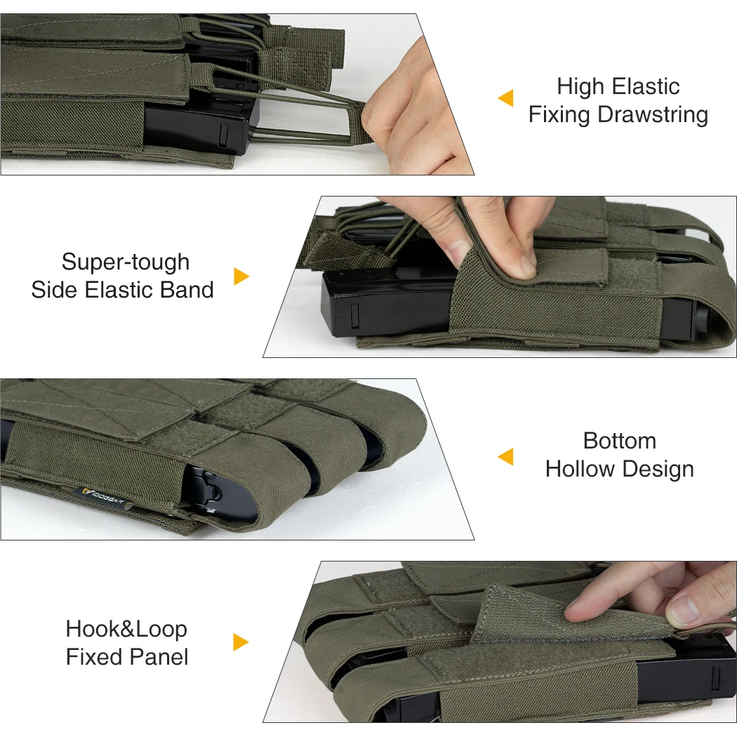 IDOGEAR Tactical Triple Magazine Pouch Mag Carrier MOLLE for Submachine Open Top Mag Holder 3576