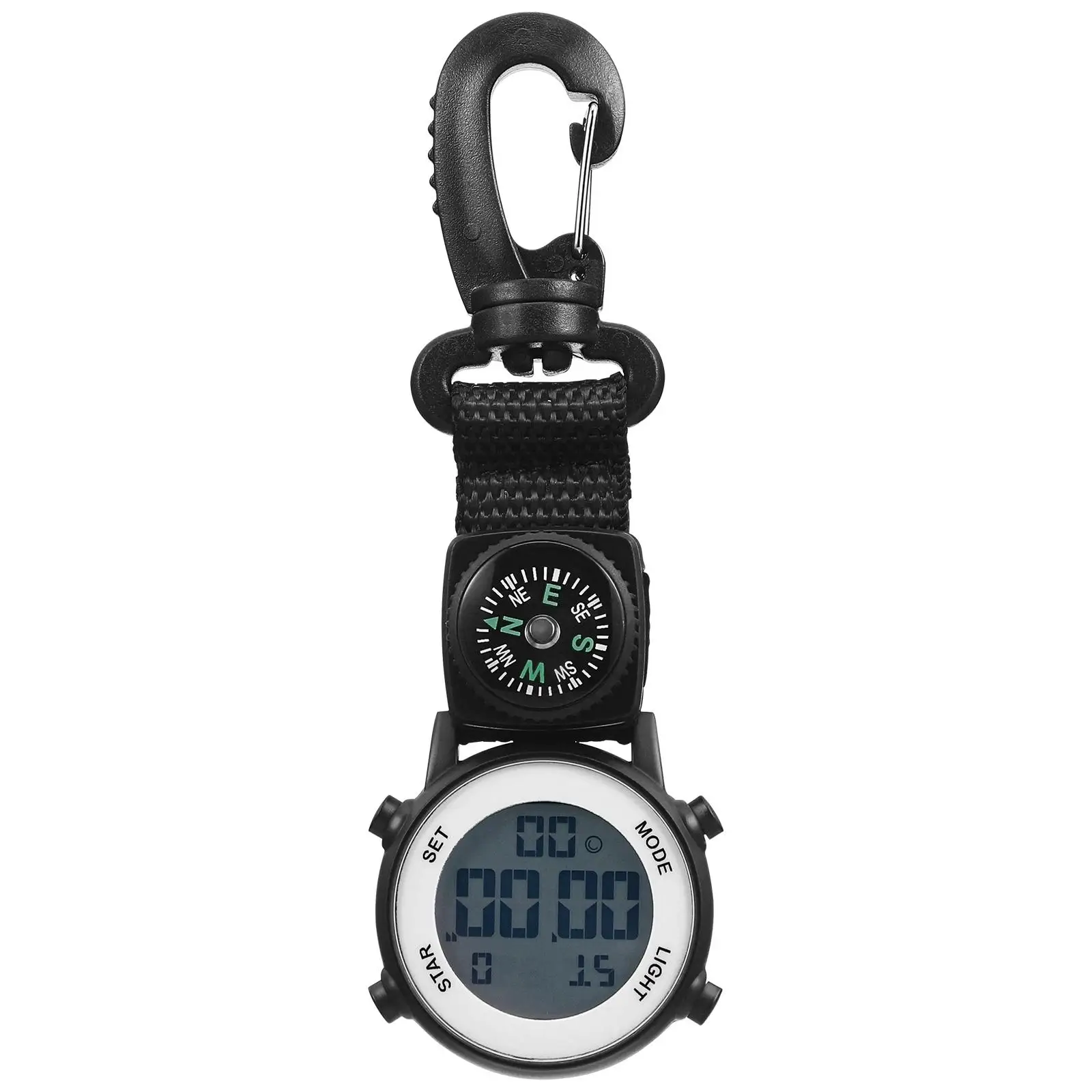 

Electronic Pocket Clip On Watch Waterproof Hiking Black Nurse Durable Zinc Alloy Nylon Glass Precise Timekeeping Outdoor Camping