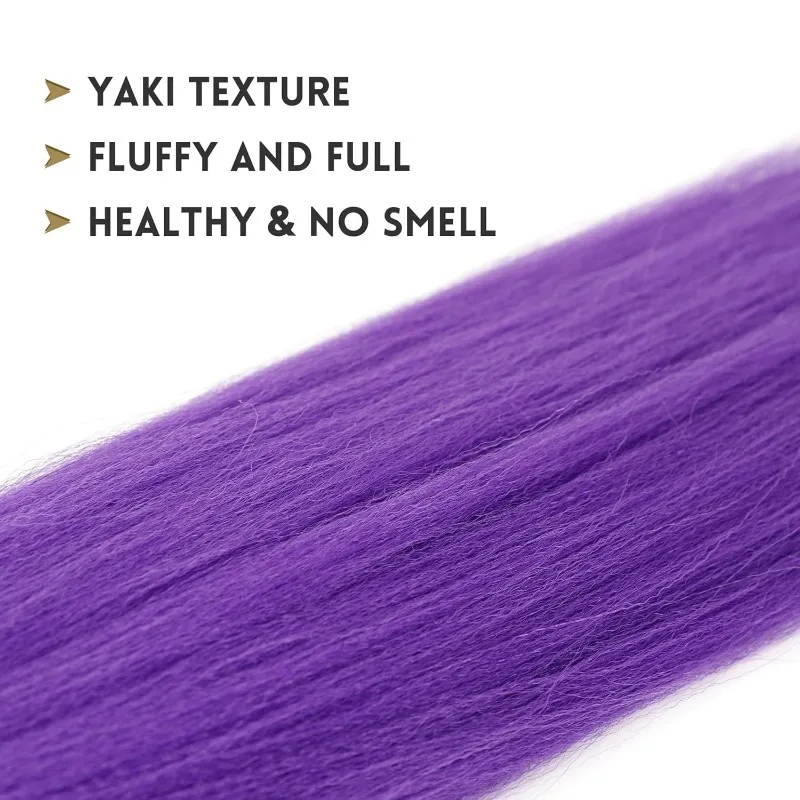 Long Purple Braiding Hair Pre Stretched Synthetic Braiding hair Extensions Purple Hair for Halloween Stage Party Costume Cosplay