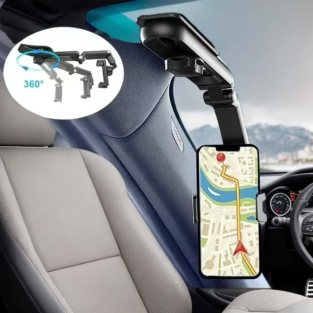 

720 ° Вращающийся автомобильный держатель для телефона с солнцезащитным козырьком — универсальное крепление для GPS-навигации для мобильных телефонов