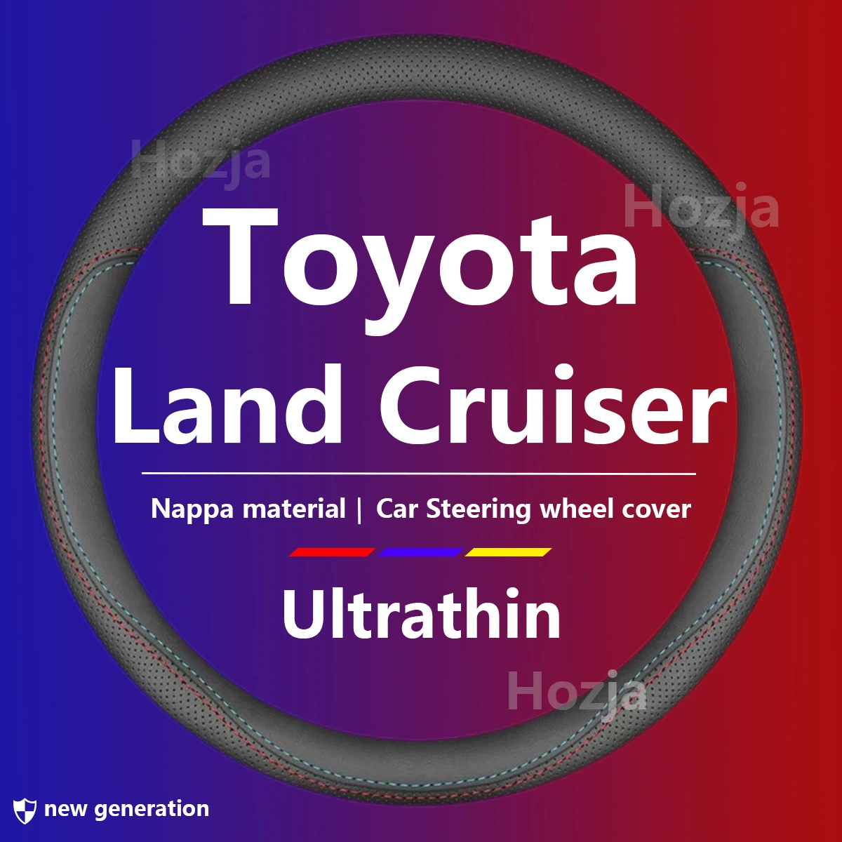 

Leather Car Steering Wheel Cover For Toyota Land Cruiser lc250 lc300 2021 2022 2023 2024 2014-2018 High-end Auto Accessories