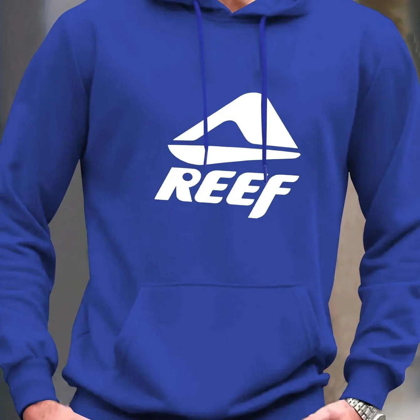 هوديي كاجوال بأكمام طويلة للرجال، بلوفر من البوليستر بنمط هندسي مع جيب، ياقة بغطاء للرأس، ملابس كاجوال للخريف والشتاء #3