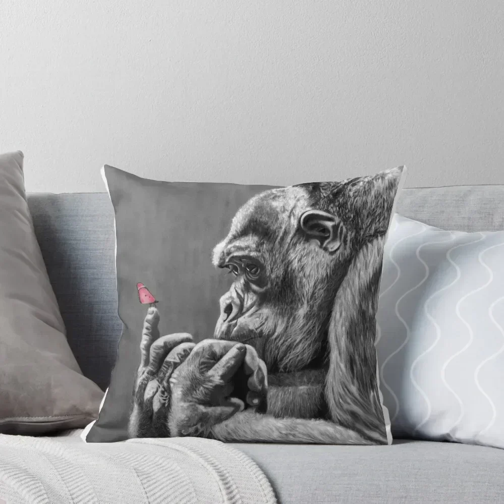 

Butterfly and Gorilla Throw Pillow anime girl autumn pillowcase Pillows Aesthetic pillow