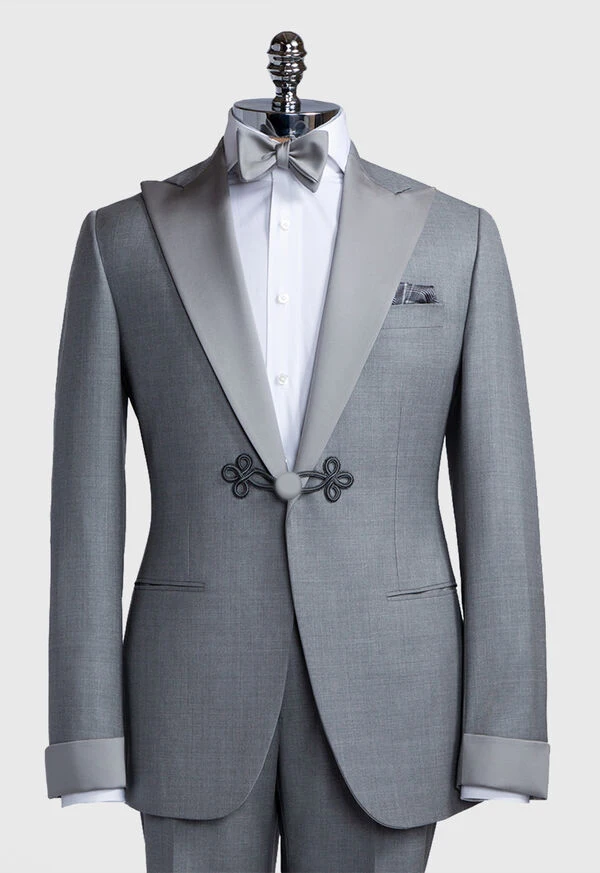 Slim Fit Formal Grey Suits For Man 2 Piece Groom Tuexdos Wedding Prom Costume Homme Party Evening Blazer Sets Custom Made