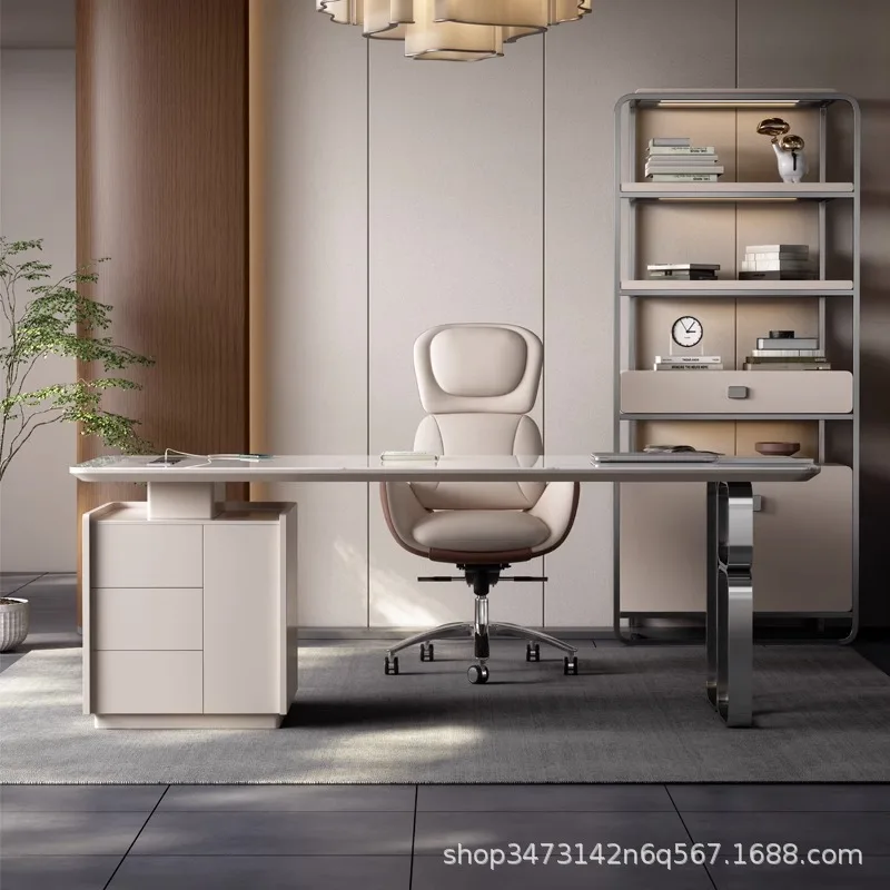 

Light luxury study des k Italian minimalist rock slab computer desk Home modern simple de sk Designer writing d esk