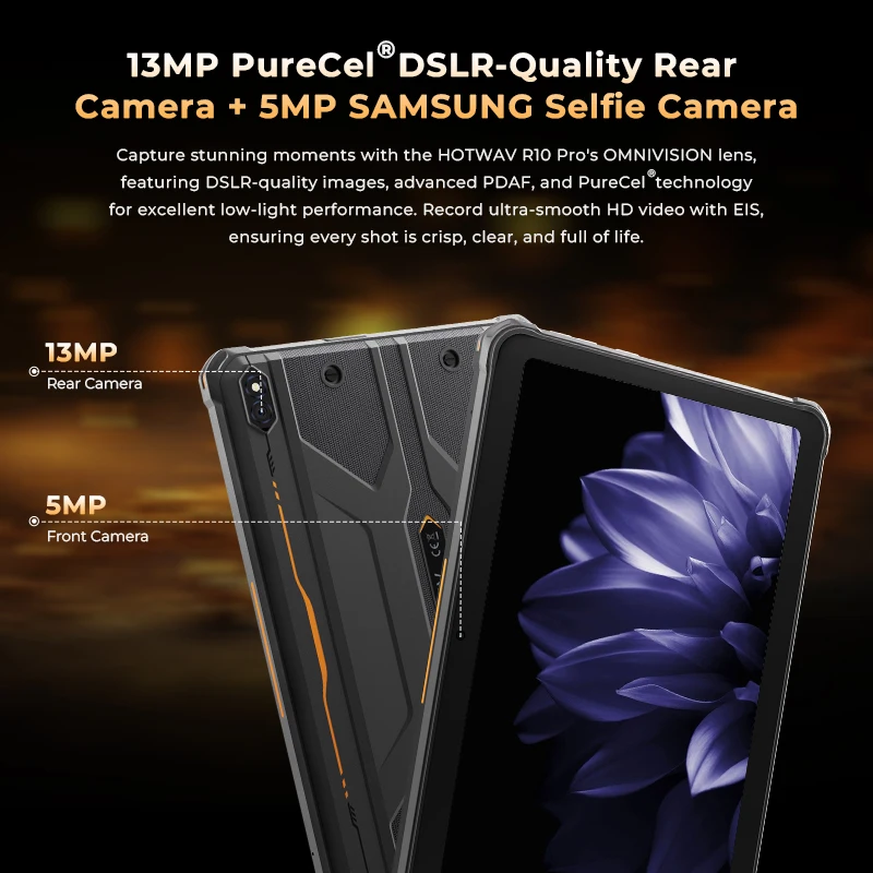 HOTWAV R10 Pro Tablet robusto 10800mAh Bateria enorme 10.1 ''HD + Display Pad Android 14 8GB 256GB 13MP 4G Global Tablet PC
