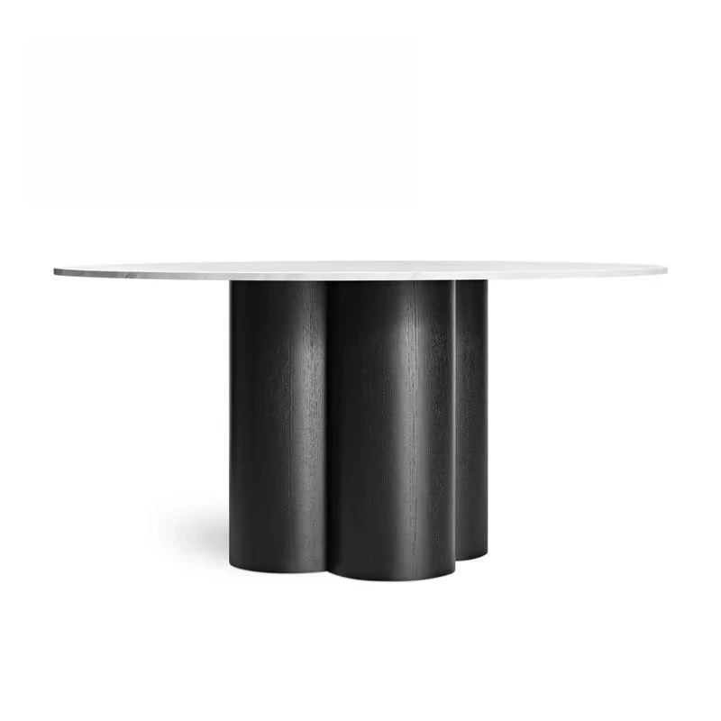 طاولة طعام خشبية مستديرة معاصرة من خشب الجوز أثاث فاخر مطعم الشمال المطبخ طاولة طعام من الرخام الطبيعي و