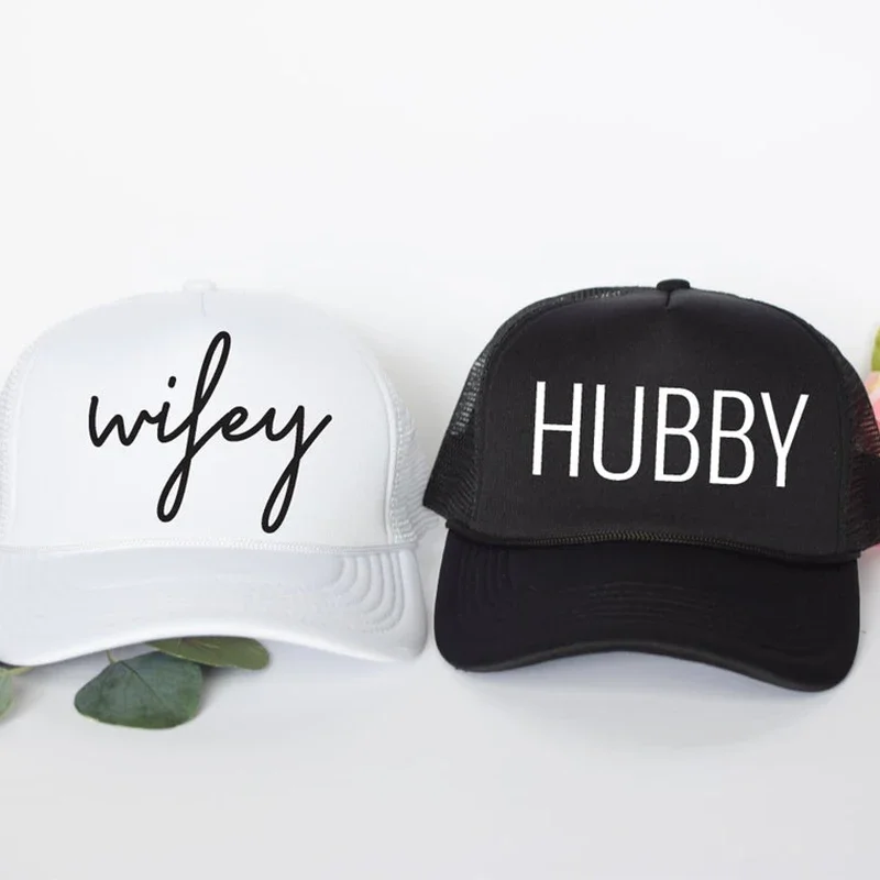 Wifey Hubby Hat Husband Wife Mr Mrs bride groom Couples honeymoon Newlywed Just Married wedding bridal shower gift Photo props