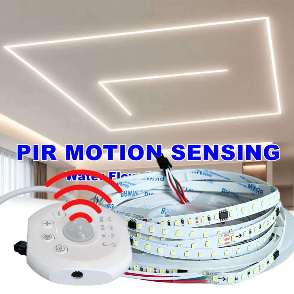 WS2811 Running Water Flow Chasing LED Strip Lights 24V Motion Sensor LED Tape Light For Stair Corridor With power supply