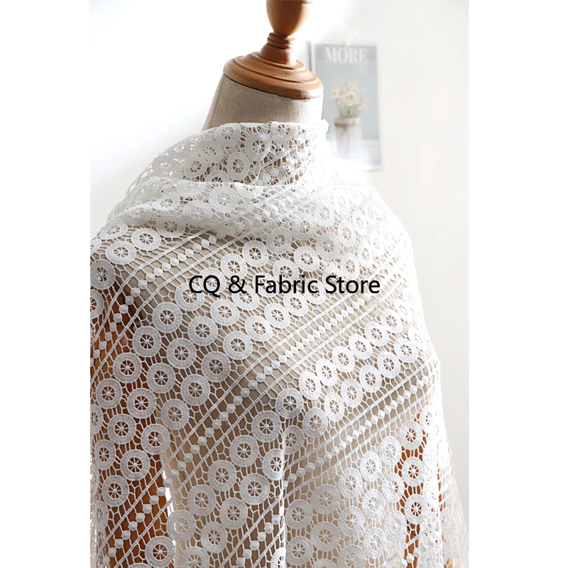 

Белая полая вышитая кружевная ткань, одежда, юбка, тканевые аксессуары, скатерть, ткань ручной работы «сделай сам»