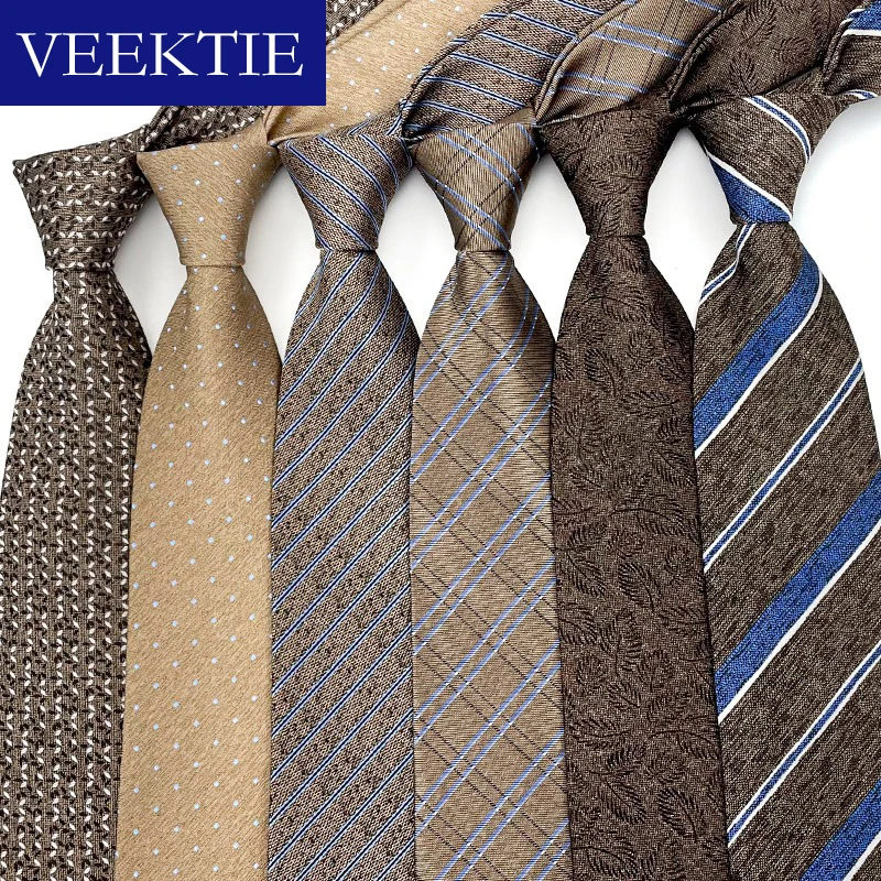 VEEKTIE Brand Korean Style Necktie for Men 8cm Old Fashion Stylish Retro Wedding Stripe Polka Dot Jacquard Checked Luxury Floral