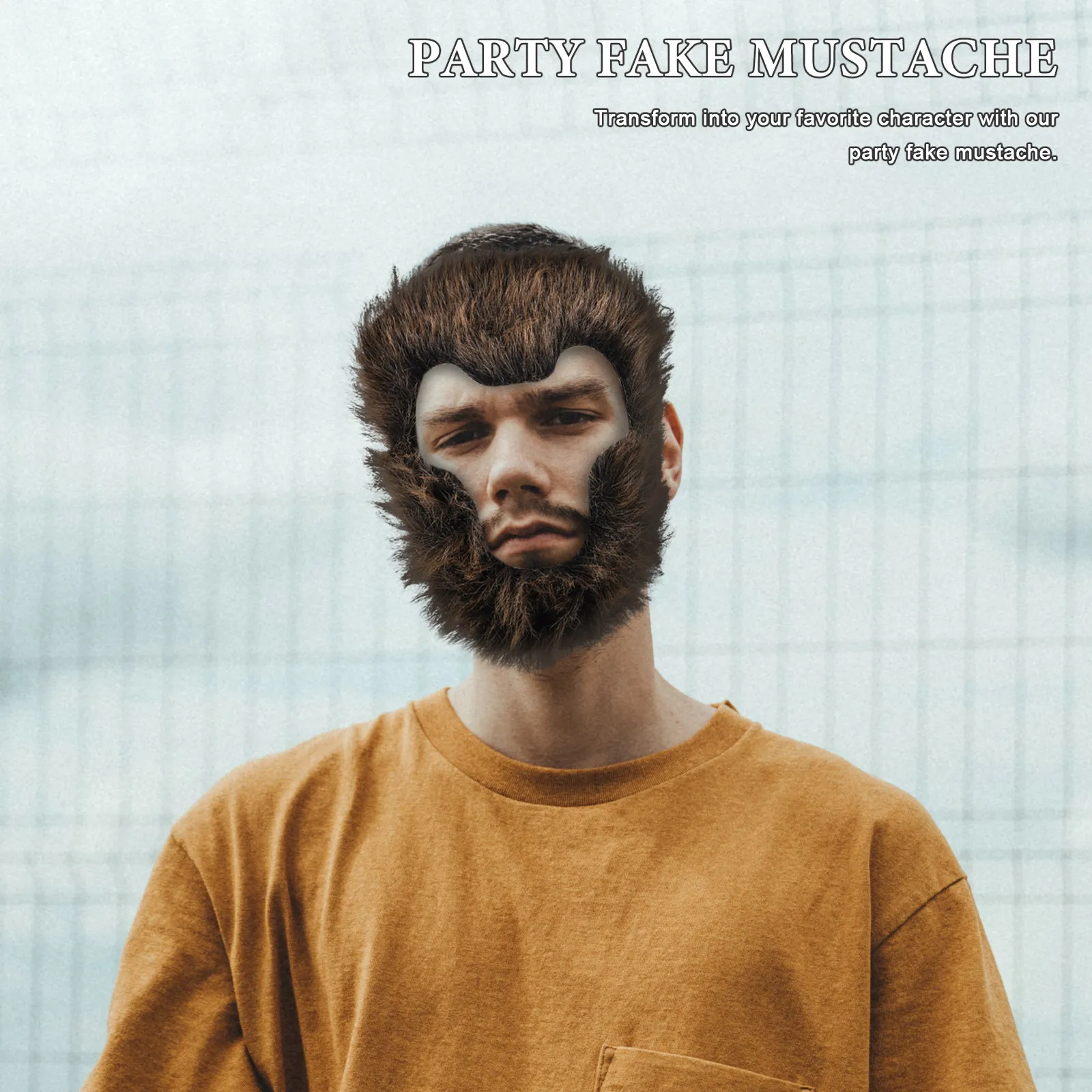 Animal Cosplay Fake Beard Mens Fake Mustache Monkey Facial Hair Funny Party Halloween Costume Dress Up Full Face Adhesive Beard
