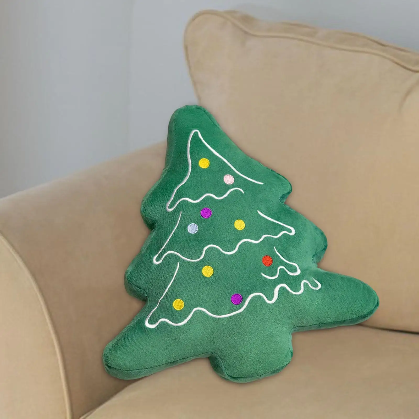 Christmas Tree Pillow Stuffed Toy Soft Hugging Cushion Decor Cartoon Xmas Tree Throw Pillow Toy for Bedroom Party