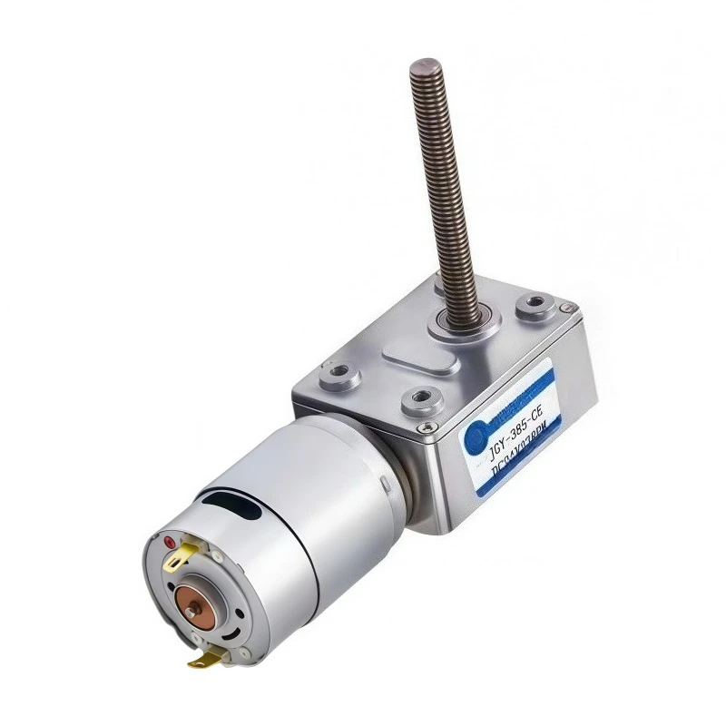 JGY-385 Long Shaft Worm Gear Reducer Motor, M6 Threaded Shaft, Metal Gears, Adjustable Speed Motor 12V/24V