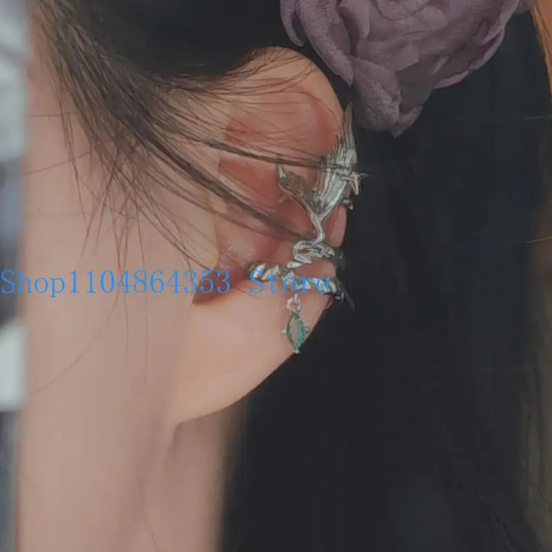 652F Artistic Mermaids Bone Ear Jewelry Copper Alloy Clip On Ear Accessory Unisex Design Fish Tail Ear Cuff Accessories