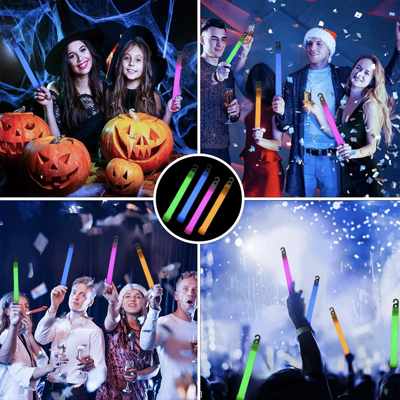 5/10 Stück Leuchtstäbe mit Haken, 15,2 cm, Fluoreszenz-Lichtstab für Wandern, Camping, Outdoor-Zubehör, im Dunkeln leuchtende Party-Dekoration – Detail 4