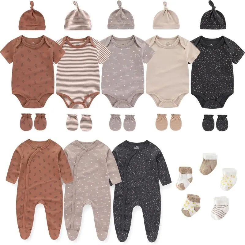 23 Pieces 0-12M Baby Girl Clothes 100%Cotton Jumpsuit+Hat+Gloves+Socks Baby Boy Clothes Newborn Baby Gift Set Animal