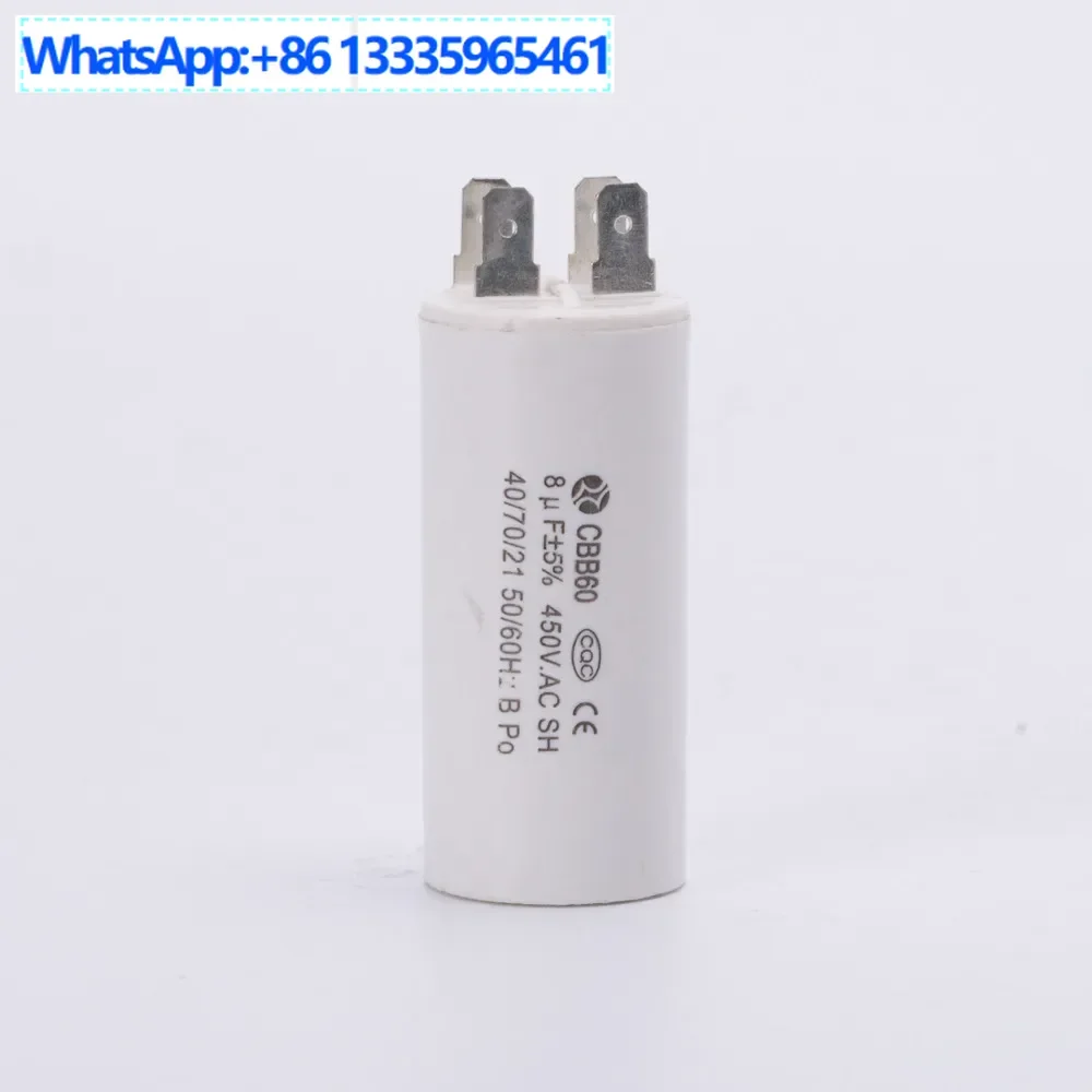 

30PCS running capacitor CBB60 450V 8uf double insert tape, washing machine motor water pump capacitor