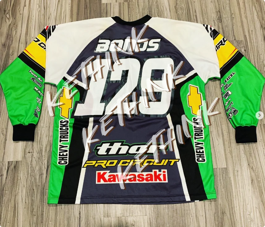

Быстросохнущий мотоциклетный трикотаж Kawasaki, дышащая рубашка для верховой езды с длинными рукавами Bonds Y2K Dirt Bike и Mountain Racing, повседневное снаряжение