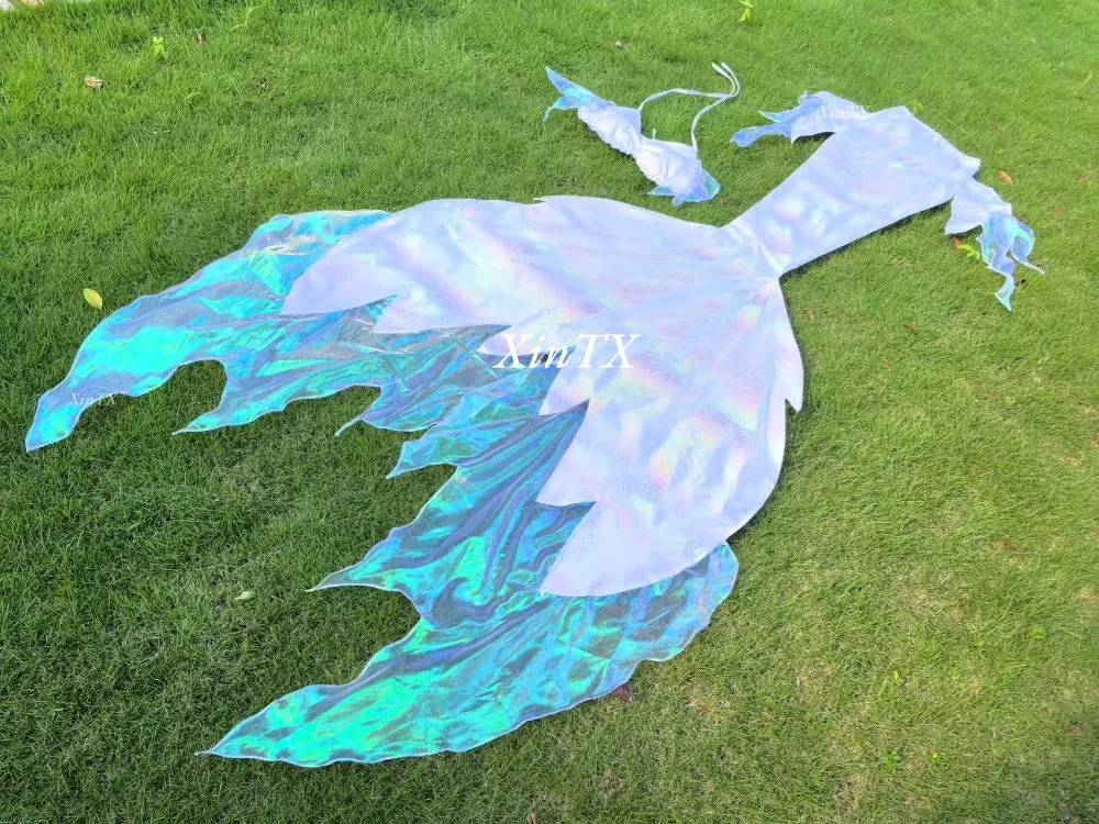 Professional adult mermaid tail hot stamping yarn stretch light fabric woman mermaid swimsuit Halloween cosplay aquarium show view 5