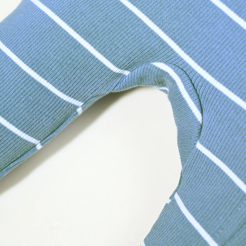 AA-Gestreifte Pyjamas für Kinder Jungen und Mädchen Zweiteiliges Set und Baby-Strampler Langarm Herbst/Winter Gerippte Baumwollkleidung – Detail 34