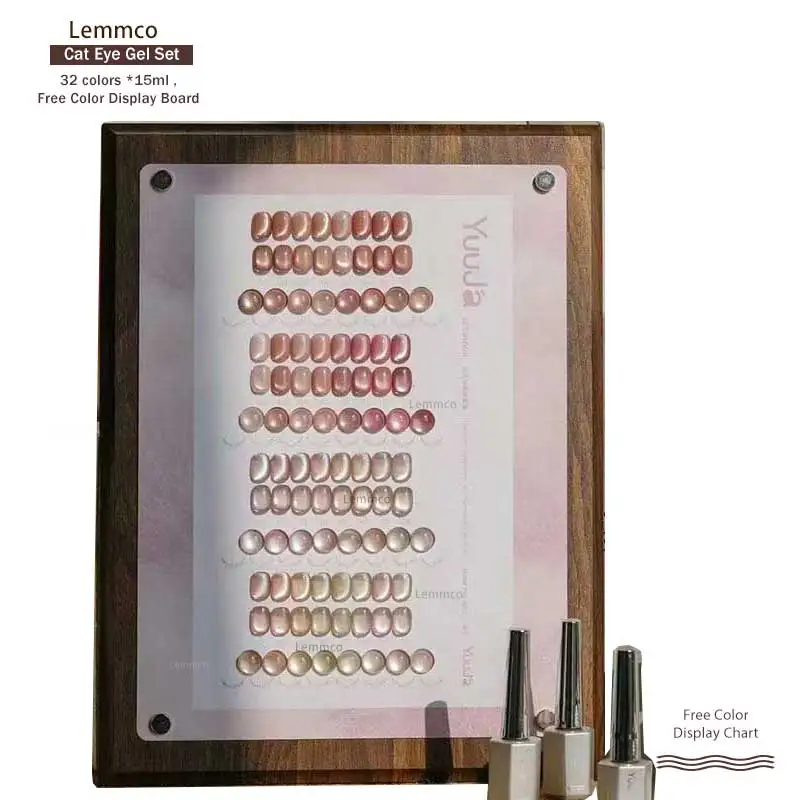 YUUJA rose 32 pièces * 15ML ensemble de vernis Gel oeil de chat avec carte de couleur Gel magnétique Laser de luxe tremper UV LED vernis à ongles Kit de Gel UV