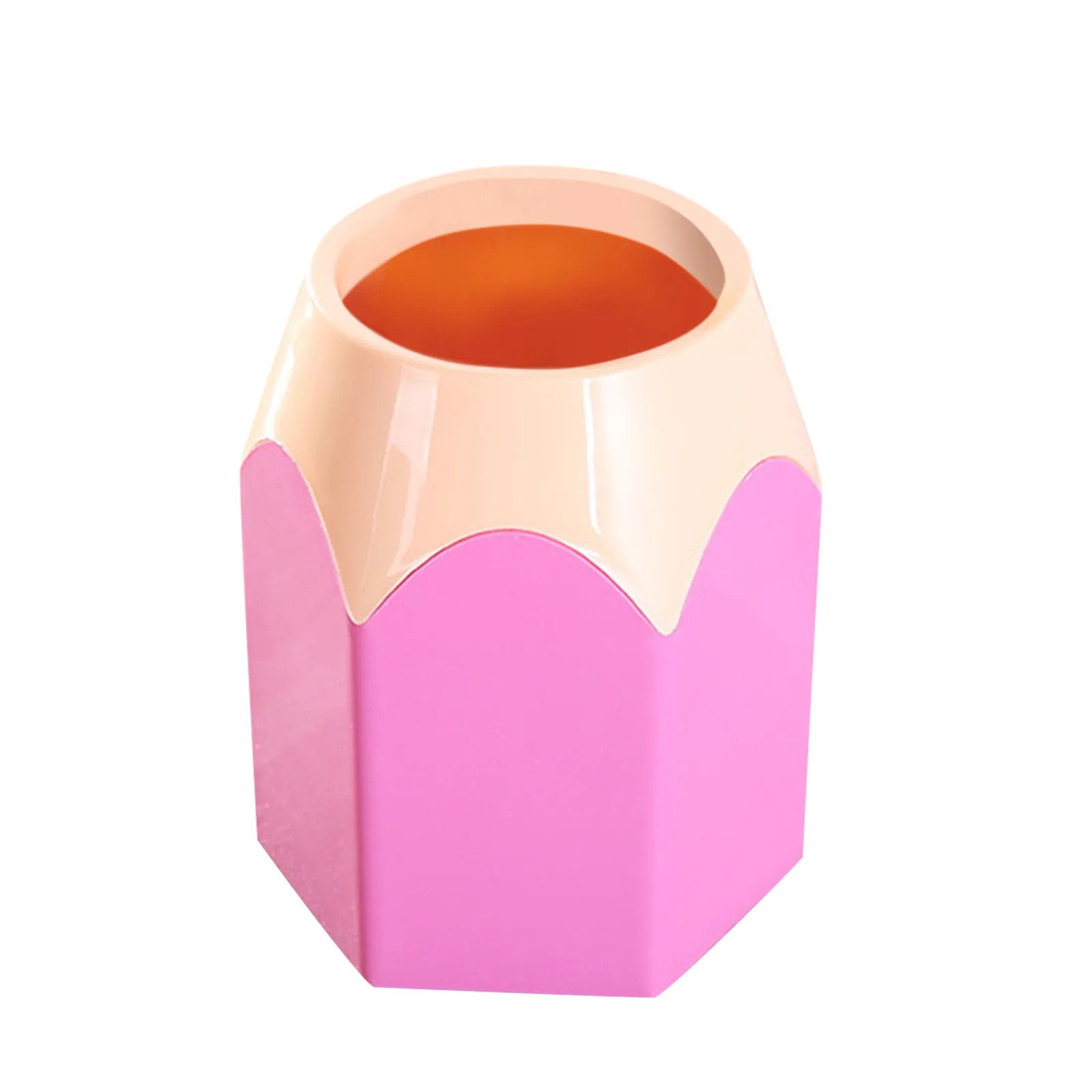 Cute Pencil Head Shape Pen Holder Pencil Storage Box Student Desktop Office Household Multifunctional Makeup Brush Organizer Box