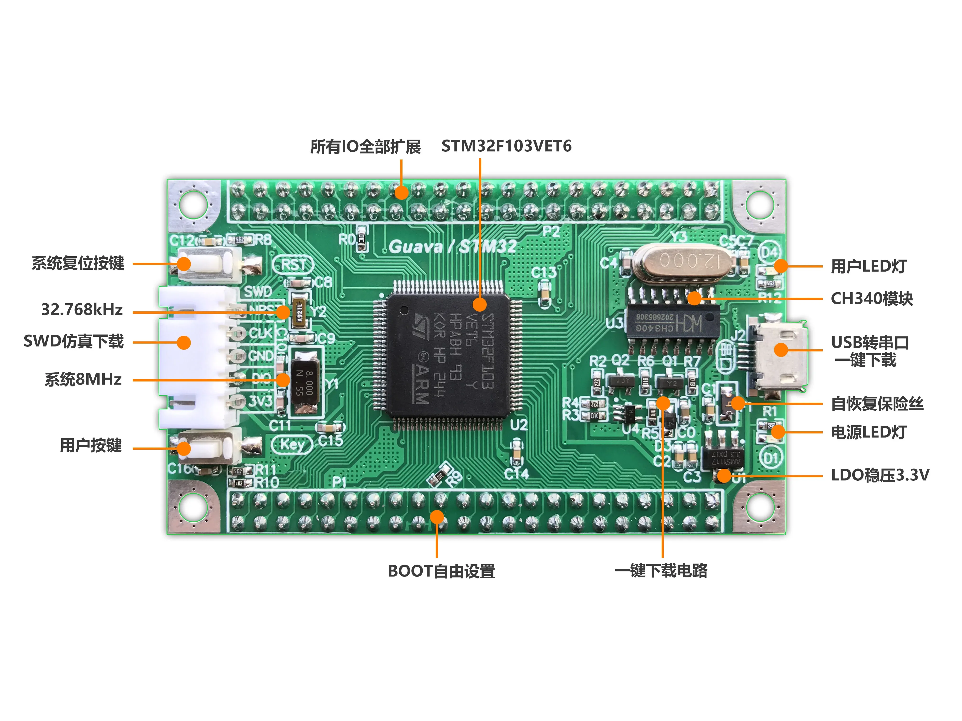 STM32f103vet6 Minimum System Development Board USB Serial Port Download USB-TO-CH340