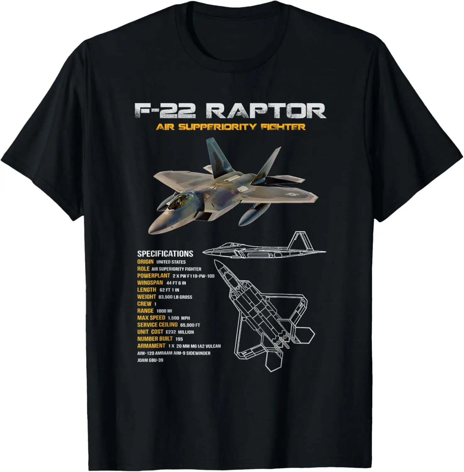 القوات الجوية الأمريكية F-22 رابتور مقاتلة طائرة عسكرية الطيار المخضرم تيشيرت بأكمام قصيرة عادية 100% تي شيرتات قطن #1