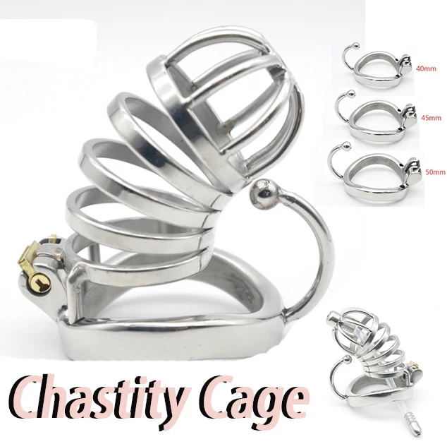 Male Stainless Steel Chastity Cage Device CBT Slave Gay Cage Ring Chastity Belt Metal Chastity Cage with Base Arc Ring Sexy Toys