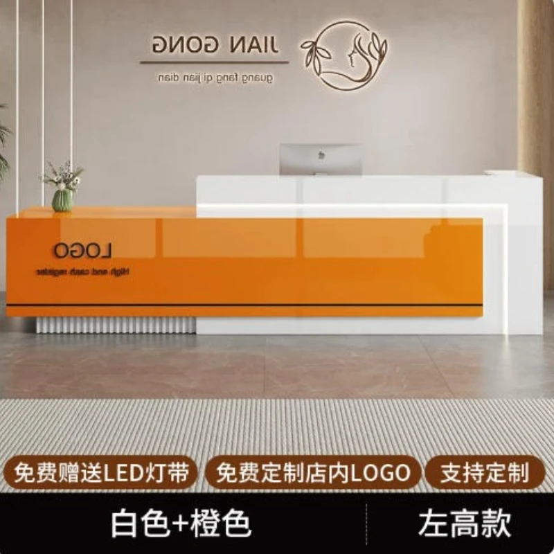 Custom reception desk, dimensions 160×50×120 cm.Tabletop height: 100 cm