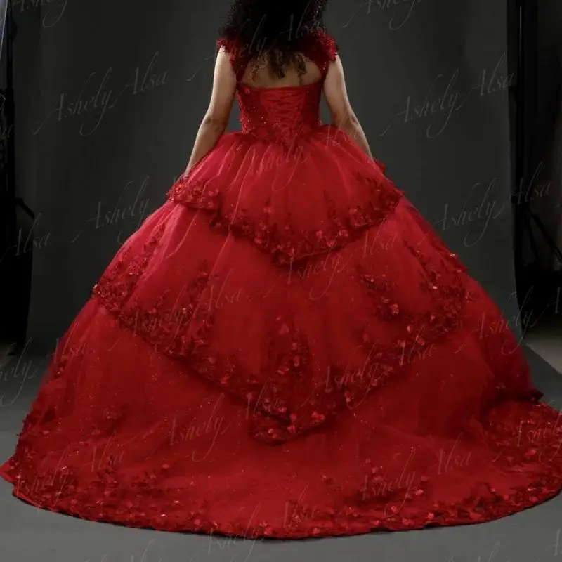 Elegante dolce 16 anni ragazza Quinceanera abiti 2024 scollo a V pizzo Applique fiore corsetto Ball Gown Prom Birthday Party Dress 15