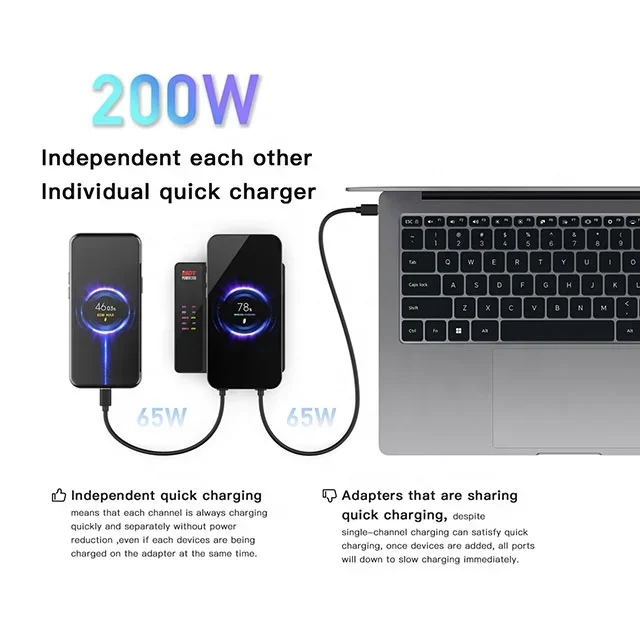 In Stock Magnetic Wireless Charger 200W 5 in 1 Port USB PD Desktop Adapter Fast Charging