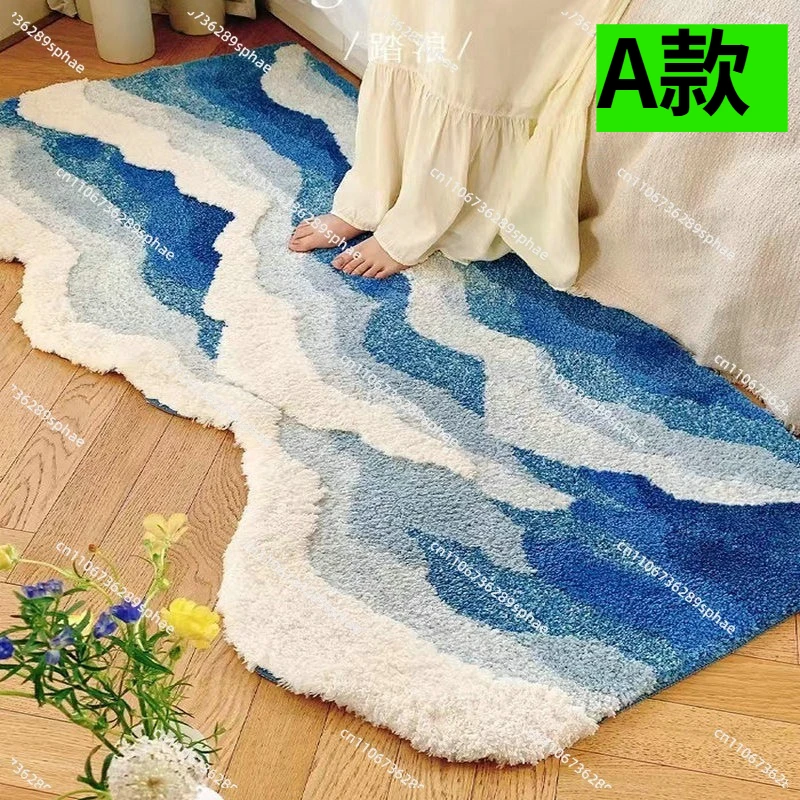 Thickened plush premium cream wind flocking 3D special-shaped bay window mat