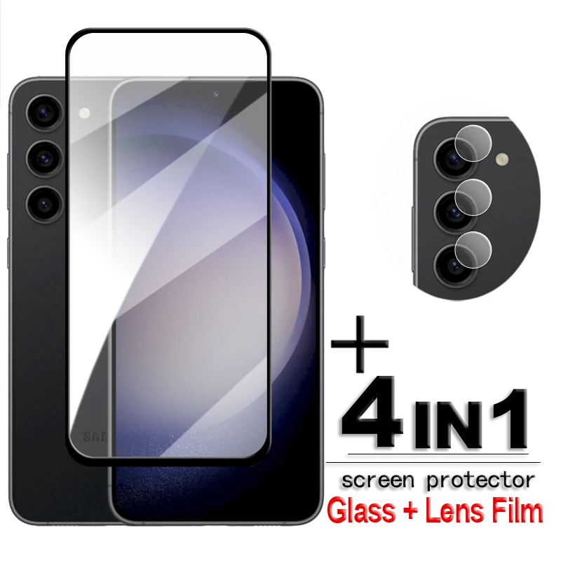 

For Samsung Galaxy S23 Glass Samsung S23+ S23 Plus 5G Tempered Glass 2.5D Full Cover Glue Screen Protector Galaxy S23 Lens Film