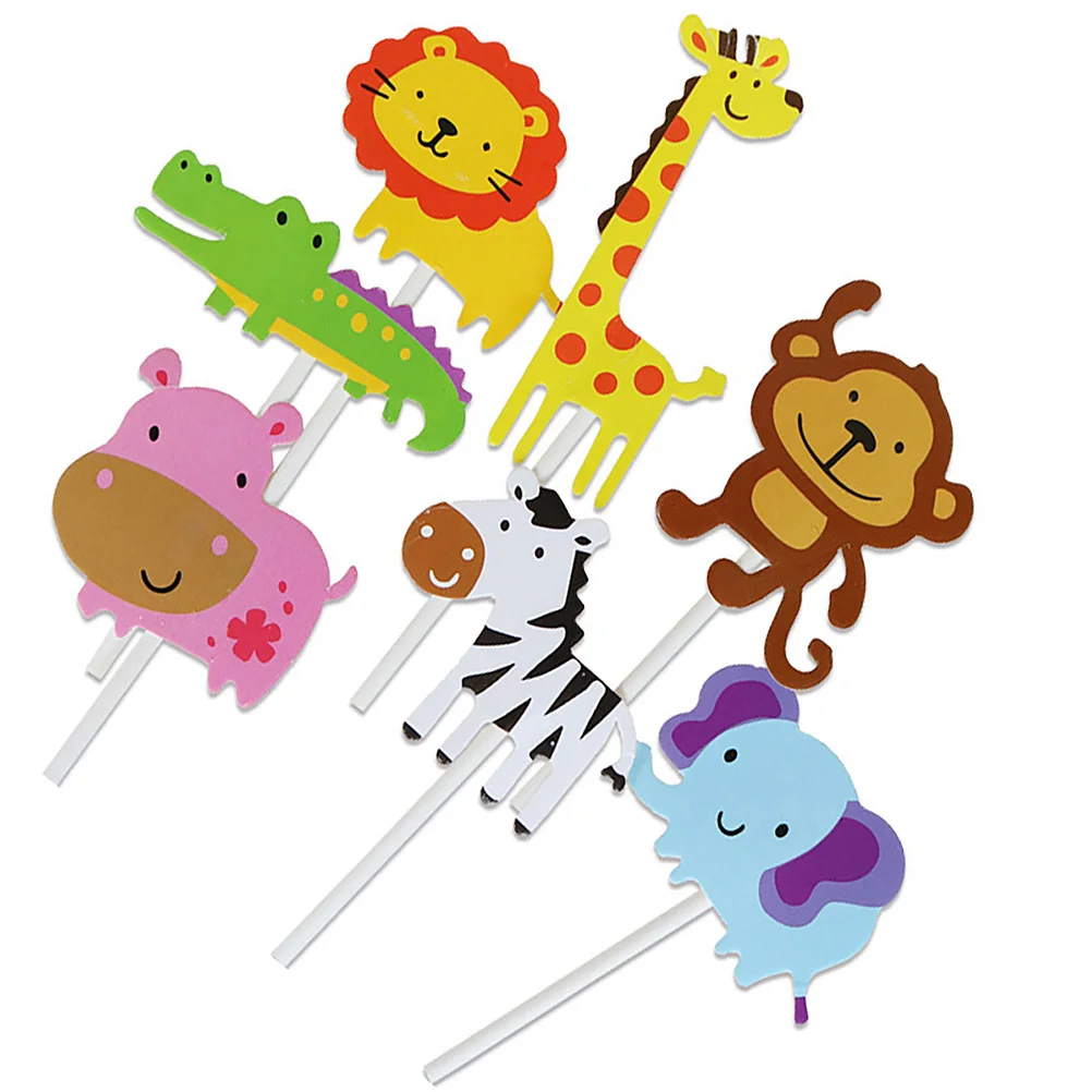 

35pcs Animal Cake Toppers Paper Theme Party Decorations Home Floral Arrangement Birthday Cakes