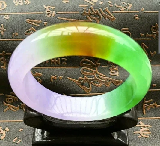 Chinese Tri Color jade Bracelet 54-64mm Charm Jewellery Fashion Accessories Hand-Carved Man woman Luck Amulet Gifts