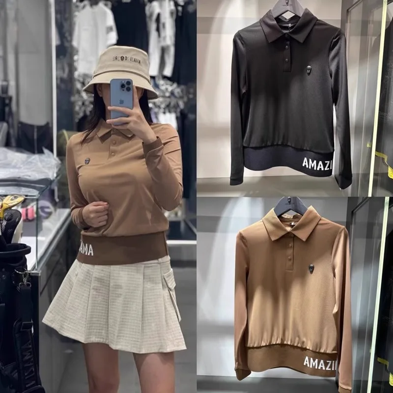 

Golf Clothing Women's Top 24 Autumn New Sports Quick-Drying Elastic Long Sleeve Lapel T-Shirt