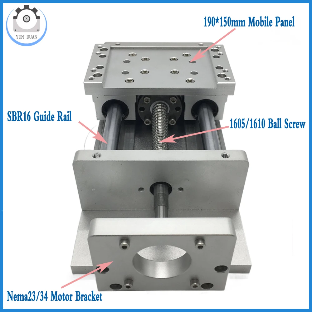 Linear Movement Module Platform Dust Cover Heavy Load SBR Guide Ball Screw SFU1605 /1610 Electric Sliding Table Slide for CNC