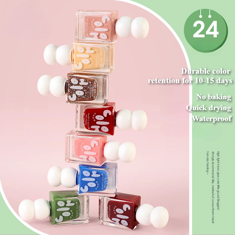 24 Colors Nail Polish Long Lasting Waterproof Non Peelable, No-bake Fast Drying Gel Nail Polish Лак Для Ногтей Без Лампы