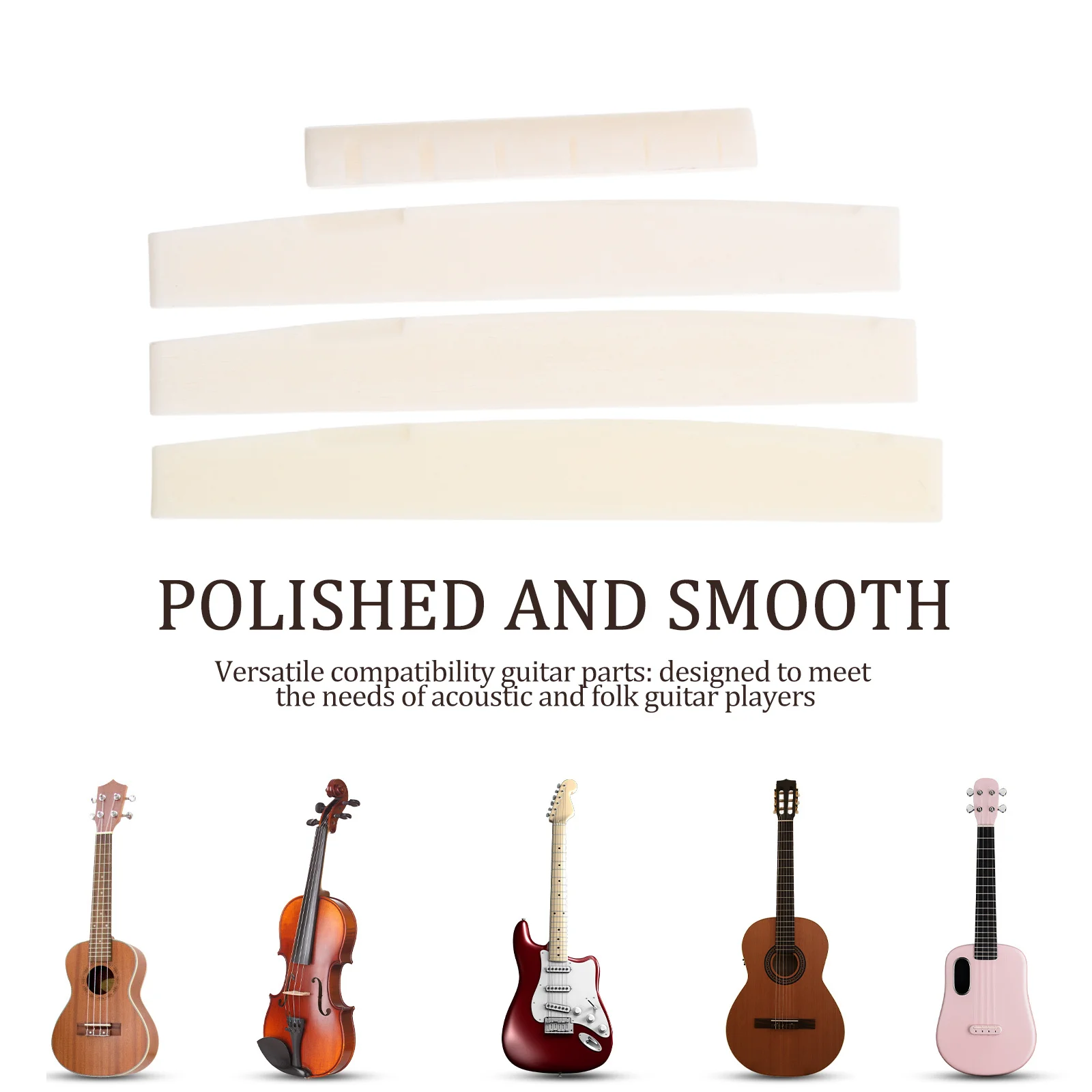 

1 set 1 Set Parts: Ox Bone Bridge Saddle Nut For Acoustic Folk Classical Guitar Tone Resonance String Lifespan Extension Guitar