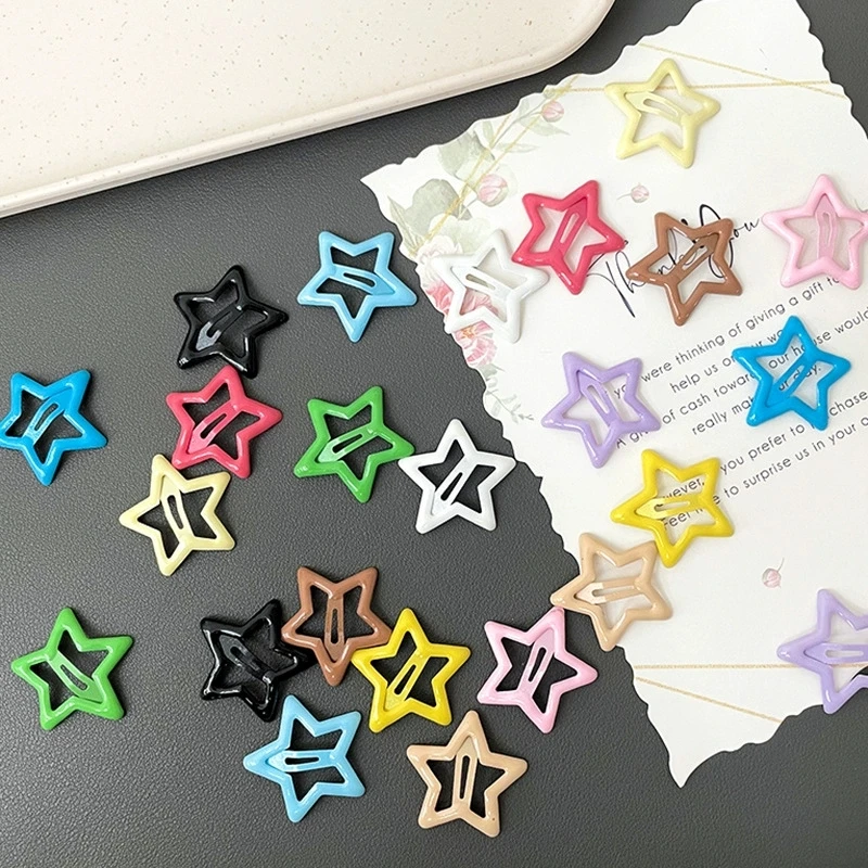 

Solid color star pair five-pointed star bb clip broken hair card energetic girl hair clip sweet girl bang clip side edge clip